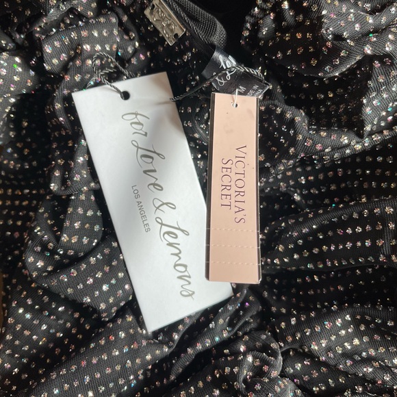 NWT For Love and Lemons Glitter Ruched Cocktail Mini Dress Size M - Picture 8 of 9